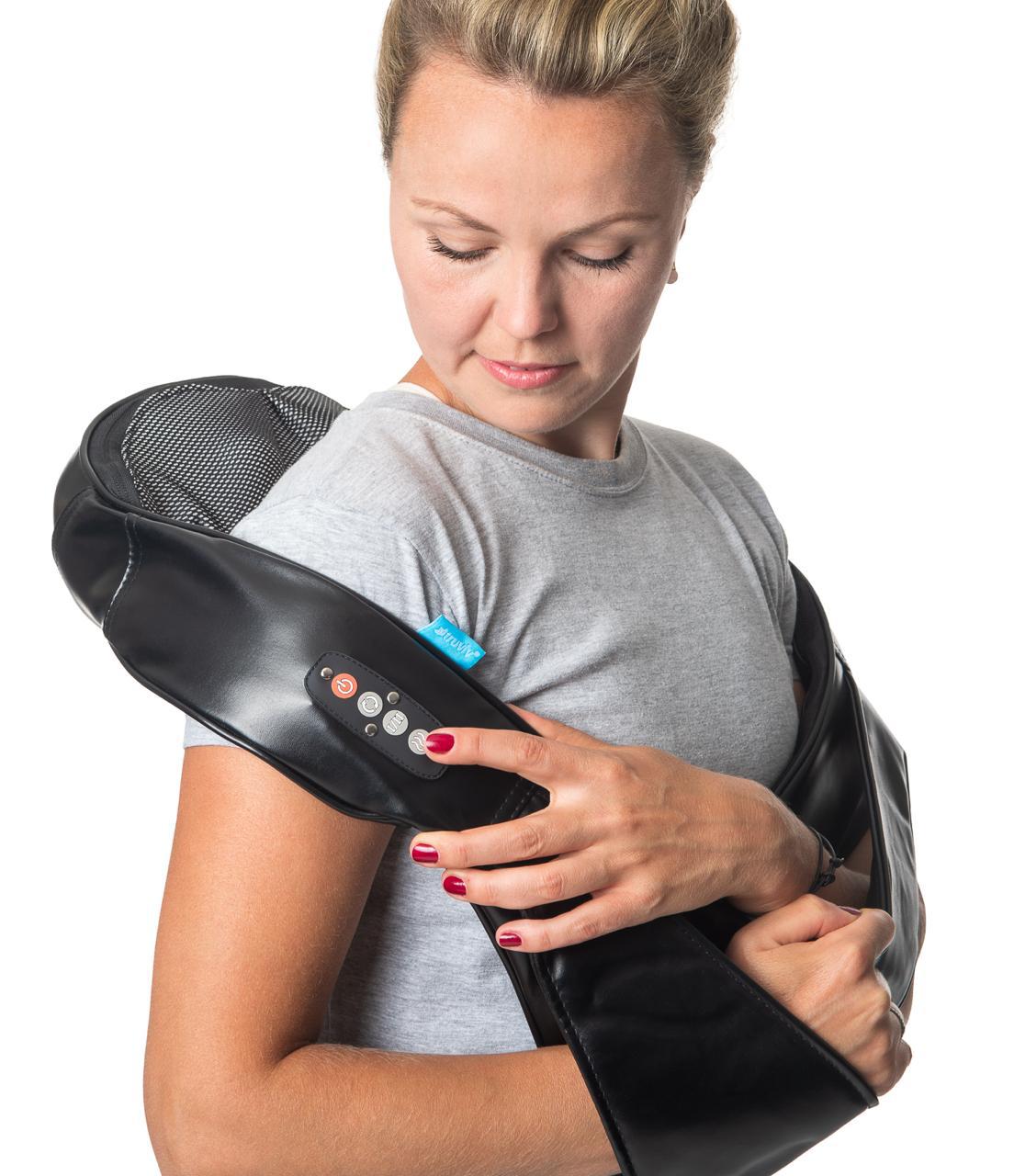 Woman enjoying calm neck and shoulder Shiatsu recovery with TRUVIV